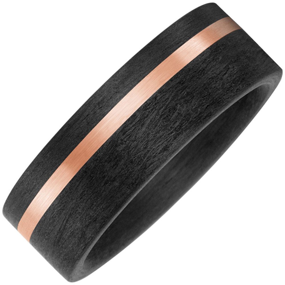Schmuck Krone Goldring Ring aus Carbon mit 585 Rotgold bicolor, Gold 585