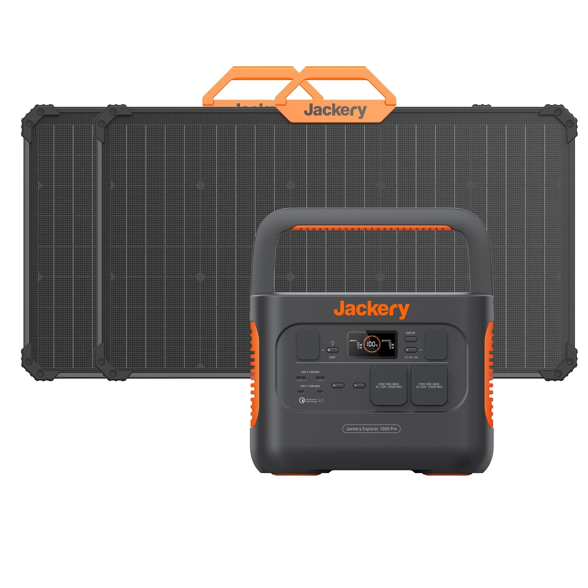 Solarpanel), Outdoor 160W Notfälle Camping Pro, (3-tlg., Generator kW, Stromgenerator Solarpanel, 2,00 Solar mit tragbare 1000 2x80W 1002 Wh Powerstation für Jackery 1000Pro mit Solargenerator in