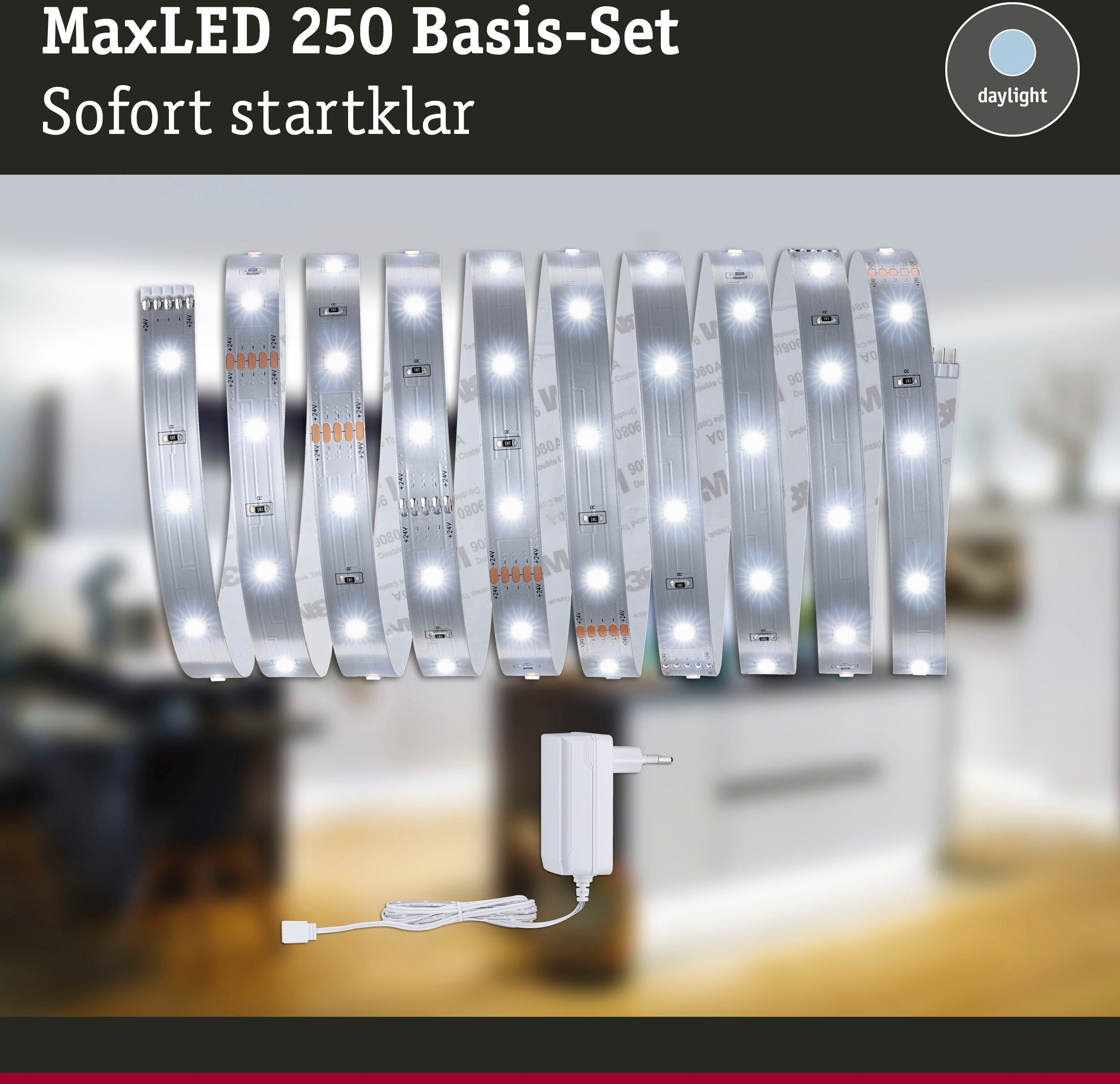 LED 3m Basisset MaxLED unbeschichtet Stripe Paulmann Tageslichtweiß, 1-flammig 250