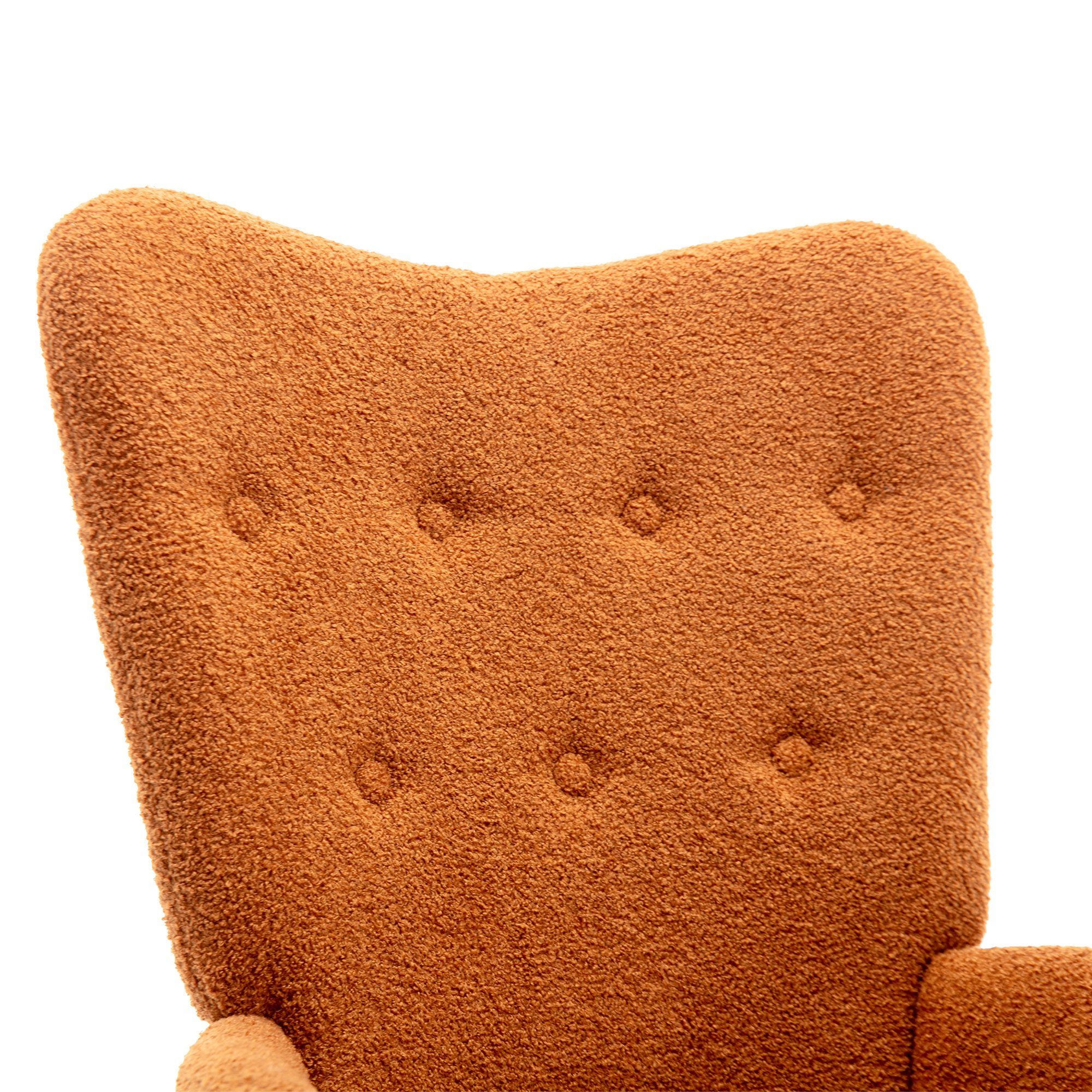Ohrensessel, Polstersessel mit Hocker Fernsehsessel, Teddy-Fleece