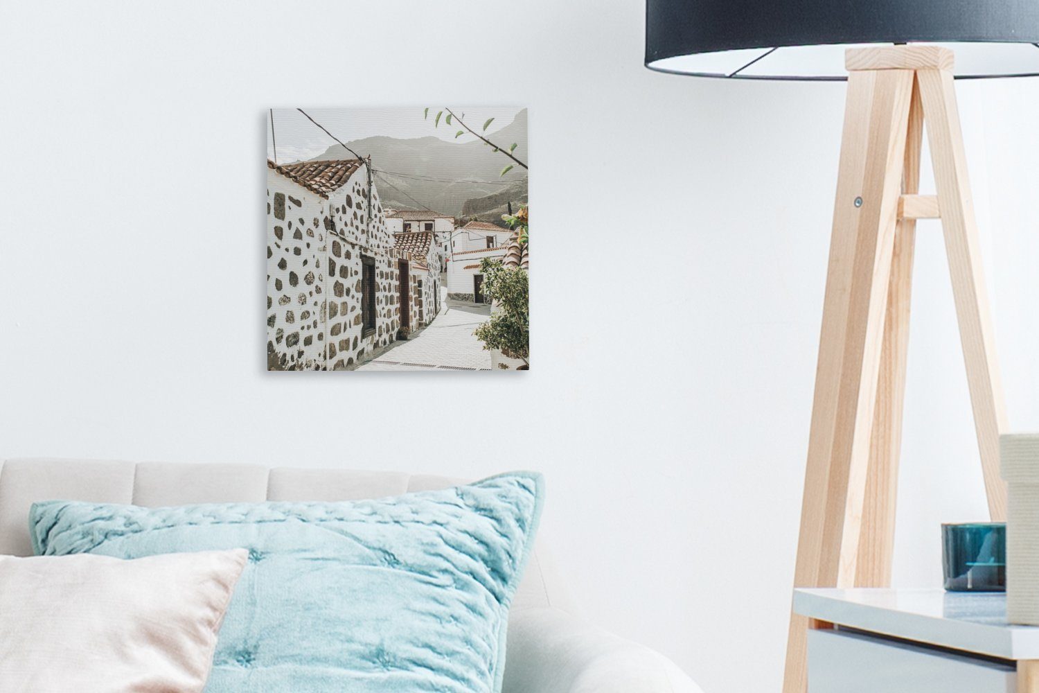 OneMillionCanvasses® Leinwandbild Sommer - Haus Weiß, für (1 Wohnzimmer - St), Leinwand Bilder Schlafzimmer