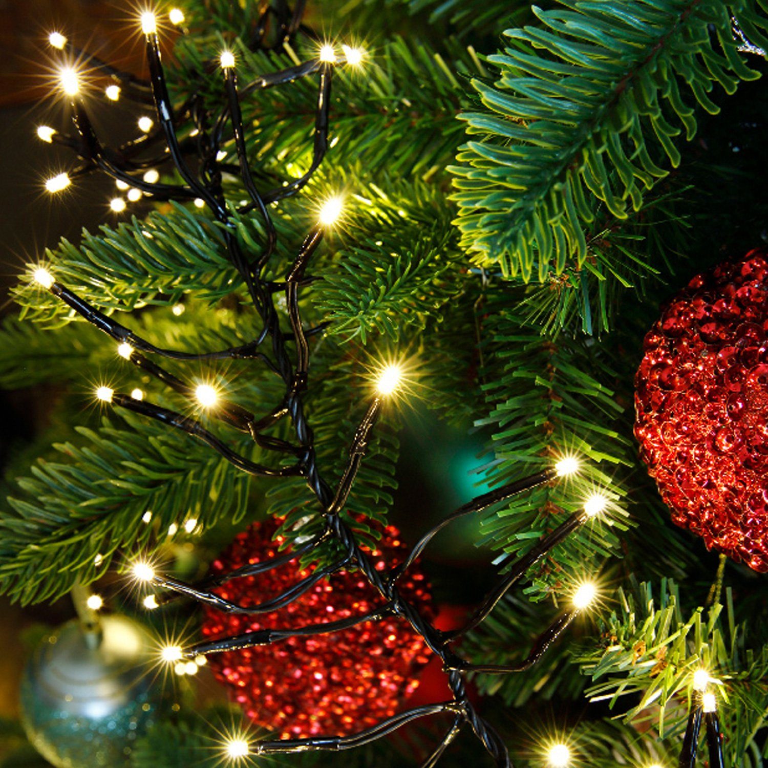 Weihnachtsbeleuchtung, LED-Lichterkette 768-flammig 6m MARELIDA Timer Büschel Cluster bernstein 768LED