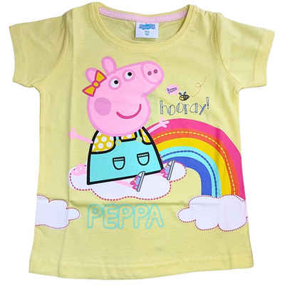 Peppa Pig T-Shirt Peppa Wutz Regenbogen Kurzarmshirt aus Baumwolle Gr. 92 - 116 cm