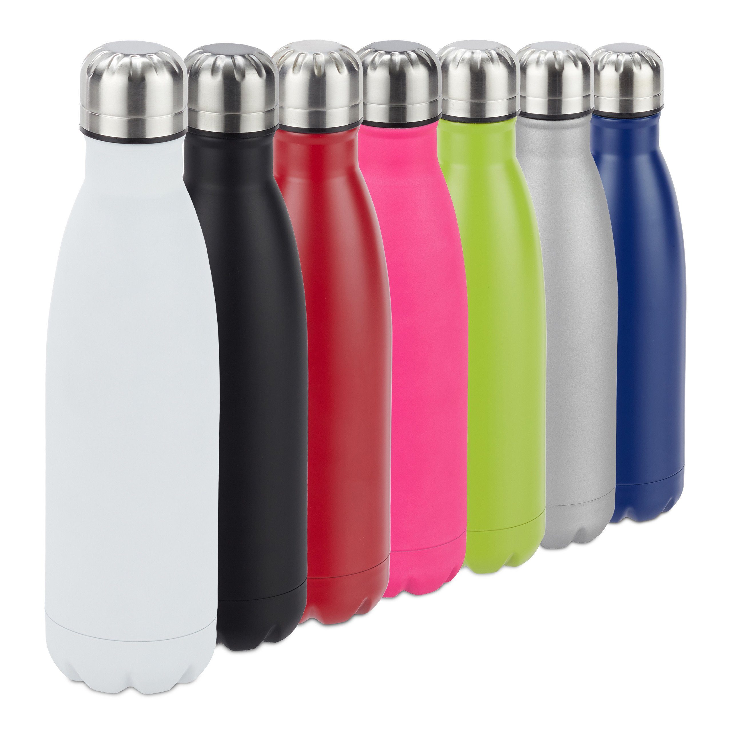 relaxdays Isolierflasche Trinkflasche Edelstahl, weiß