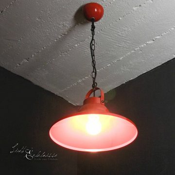 Licht-Erlebnisse Pendelleuchte IRON, ohne Leuchtmittel, Hängelampe Rot Metall dekorativ Industrie Esszimmer Küche Hängeleuchte