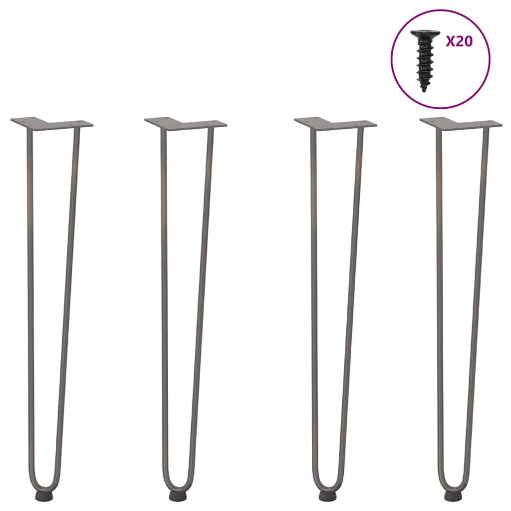 Tischgestell Haarnadelbeine 4 Stk Naturstahl 72 cm Massivstahl