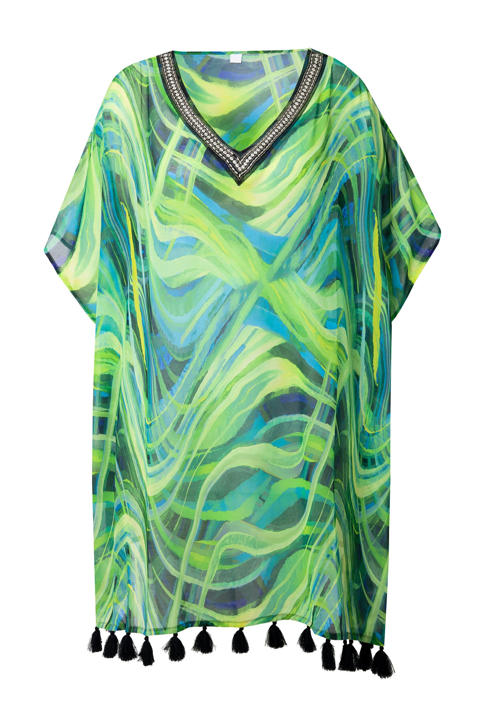 Ulla Popken Jerseykleid Chiffon-Tunika Wellen Oversized günstig online kaufen