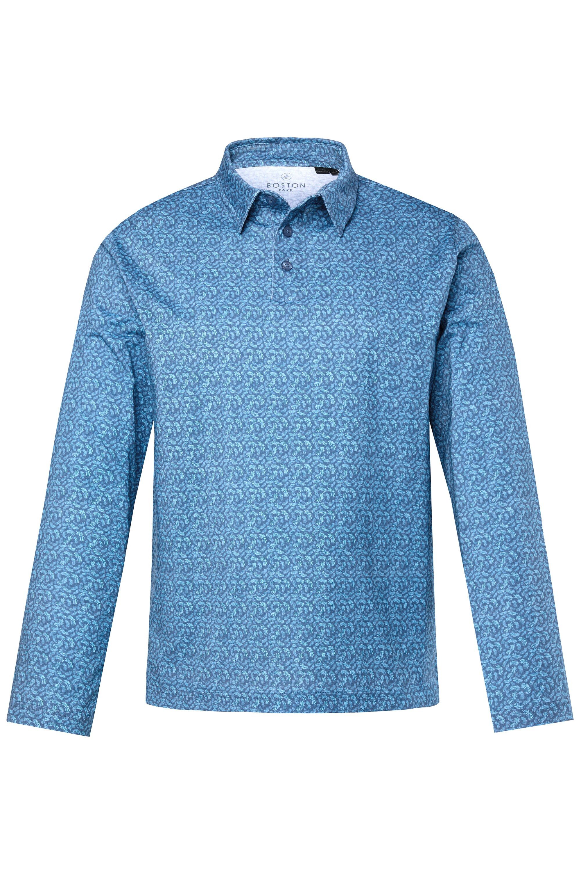 Boston Park Poloshirt Langarm-Poloshirt florales Muster