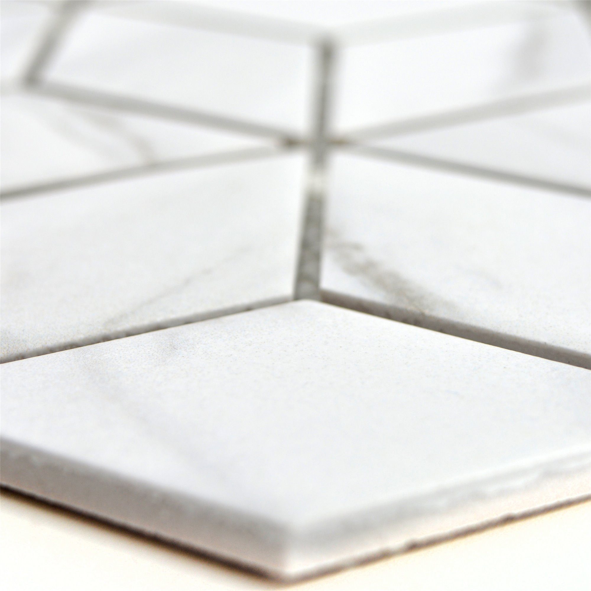 Mosafil Mosaikfliesen Keramik Mosaikfliesen Zyrus Carrara Würfel, Keramik 30.500x26.600, weiß-grau, Verlegefertig auf ein Netz geklebt - Frostsicher - Wasserfest