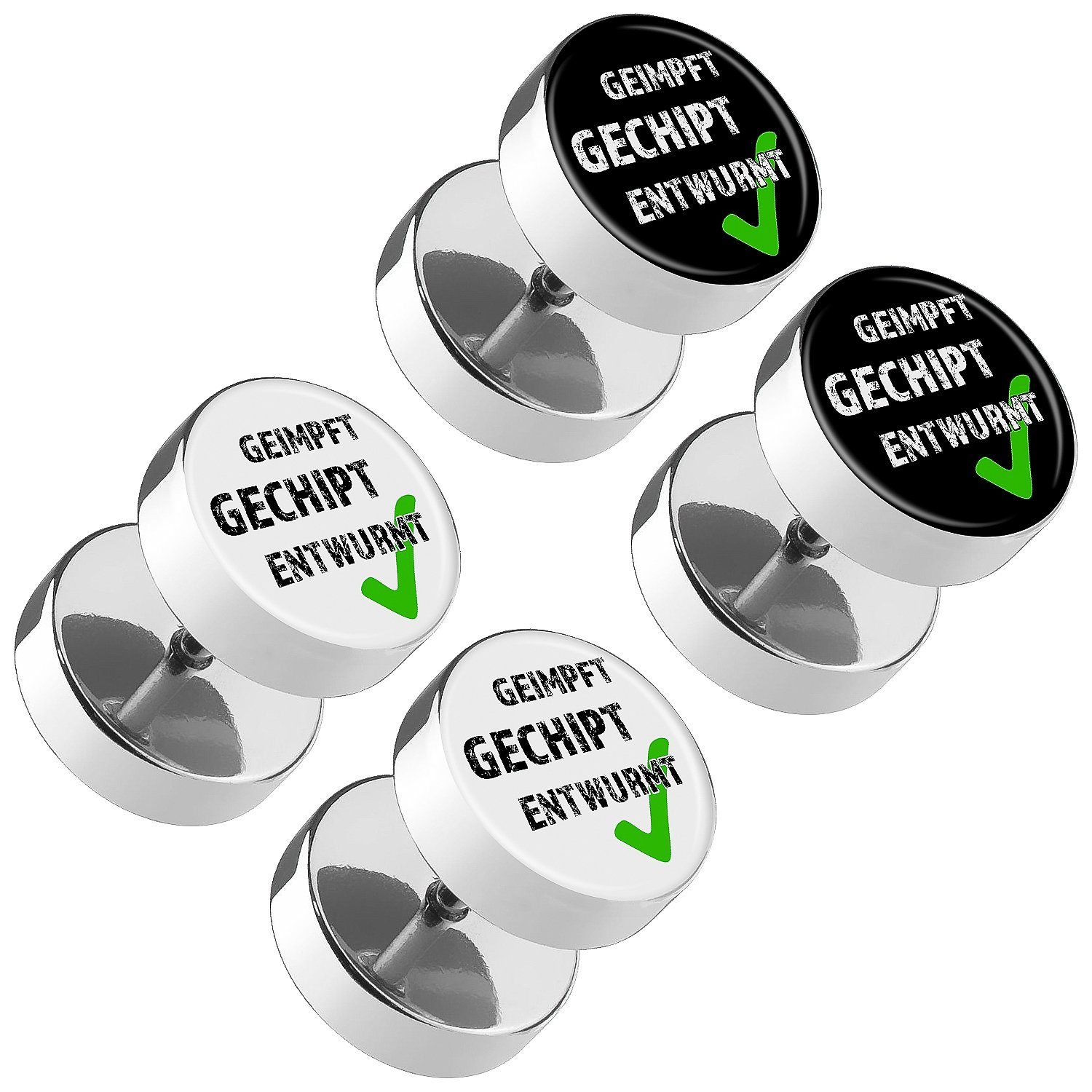 Taffstyle Piercing-Set Piercing Plug Motiv Geimpft Gechipt Entwurmt, Ohrrin günstig online kaufen