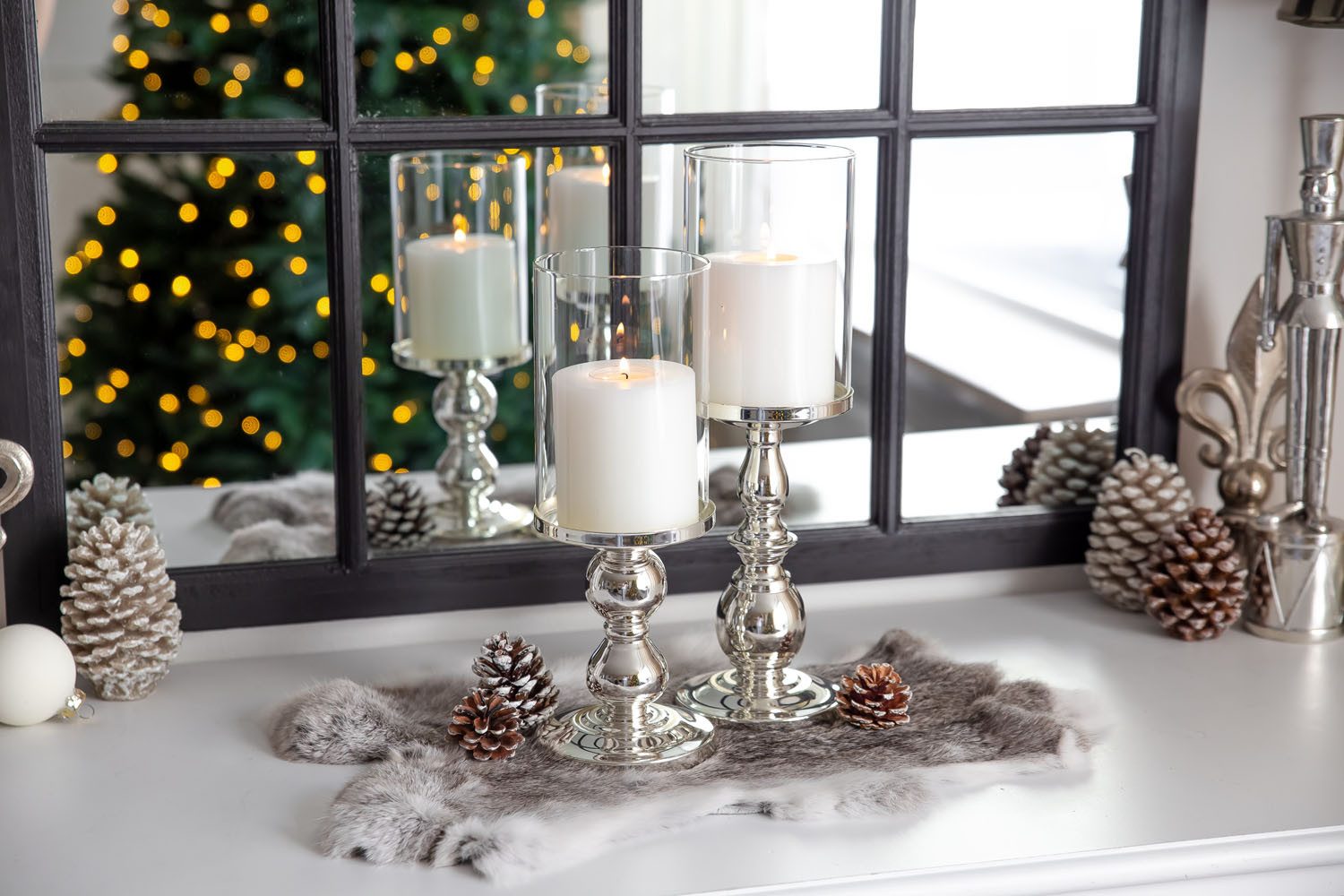 EDZARD Windlicht Mascha, Inkl. Glasaufsatz, edel versilber mit Anlaufschutz günstig online kaufen