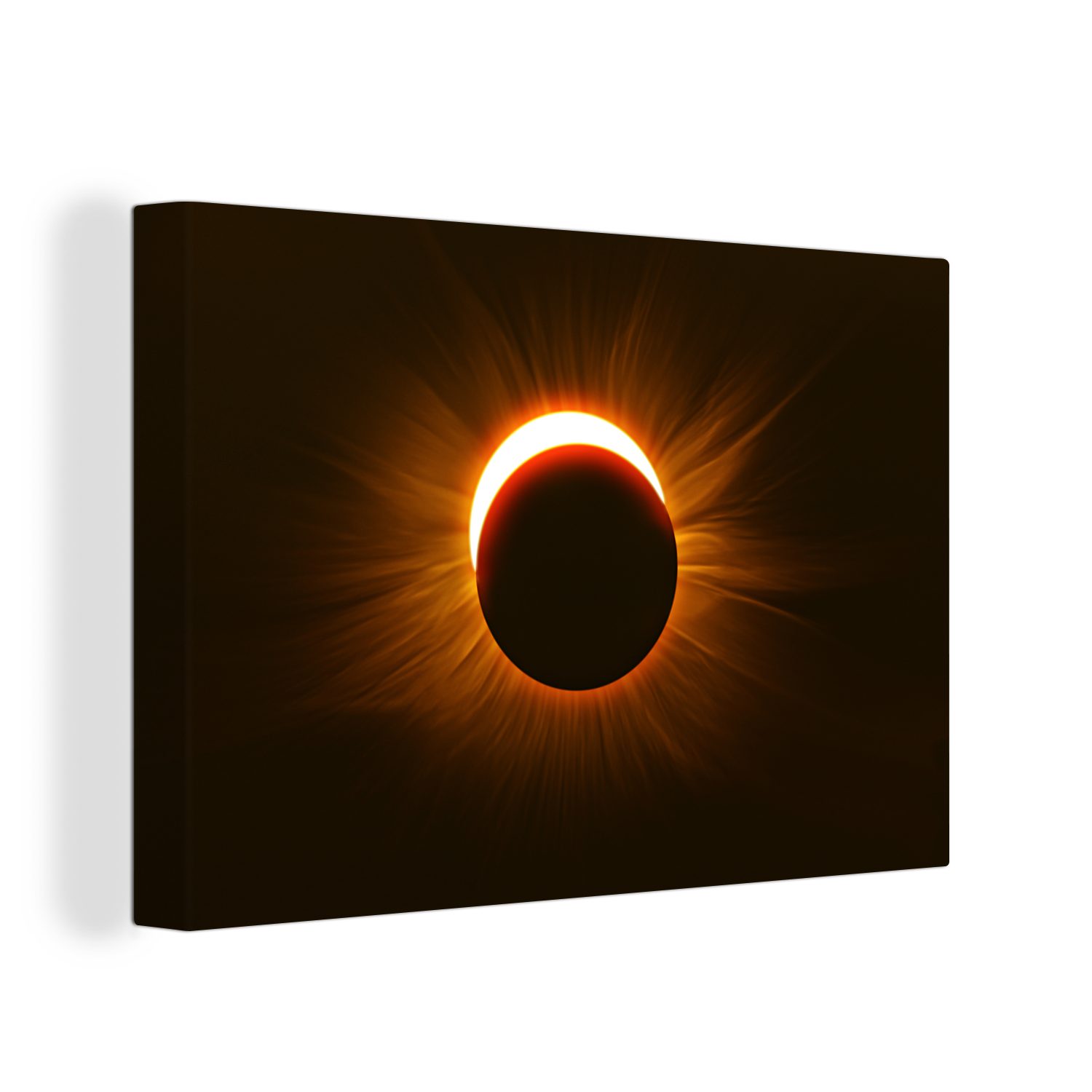 OneMillionCanvasses® Leinwandbild Orangefarbene Sonnenfinsternis, (1 St), Wandbild Leinwandbilder, Aufhängefertig, Wanddeko, 30x20 cm