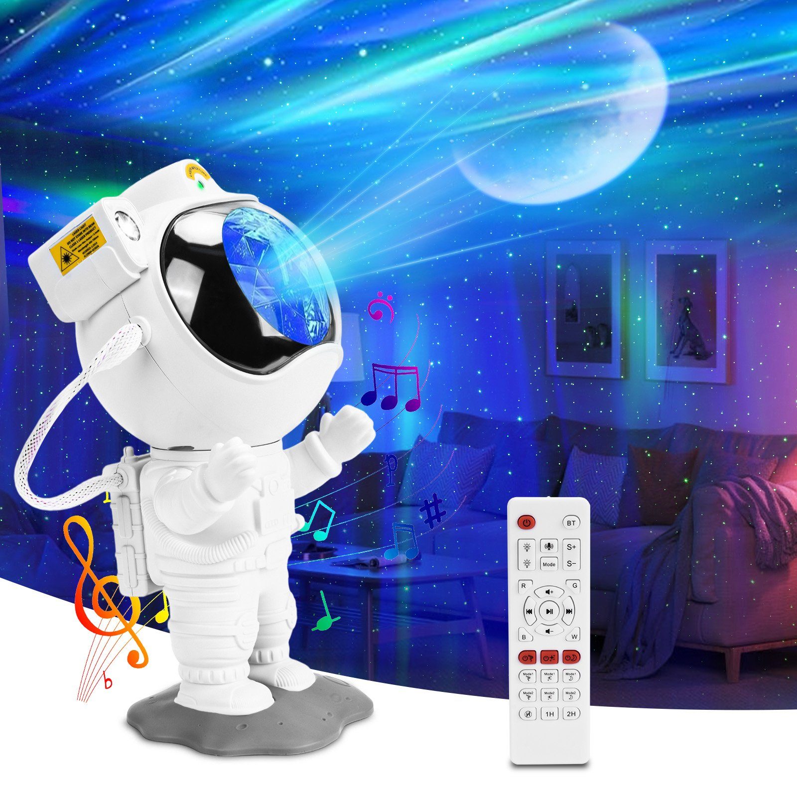 Laybasic LED Nachtlicht LED Aurora Sternenhimmel Projektor mit Musik  Lautsprecher, Astronaut Nordlicht Sternprojektor, 15+ Lichteffekte, für  Erwachsene Kinder LED Polarlicht Galaxie Lampe Timer