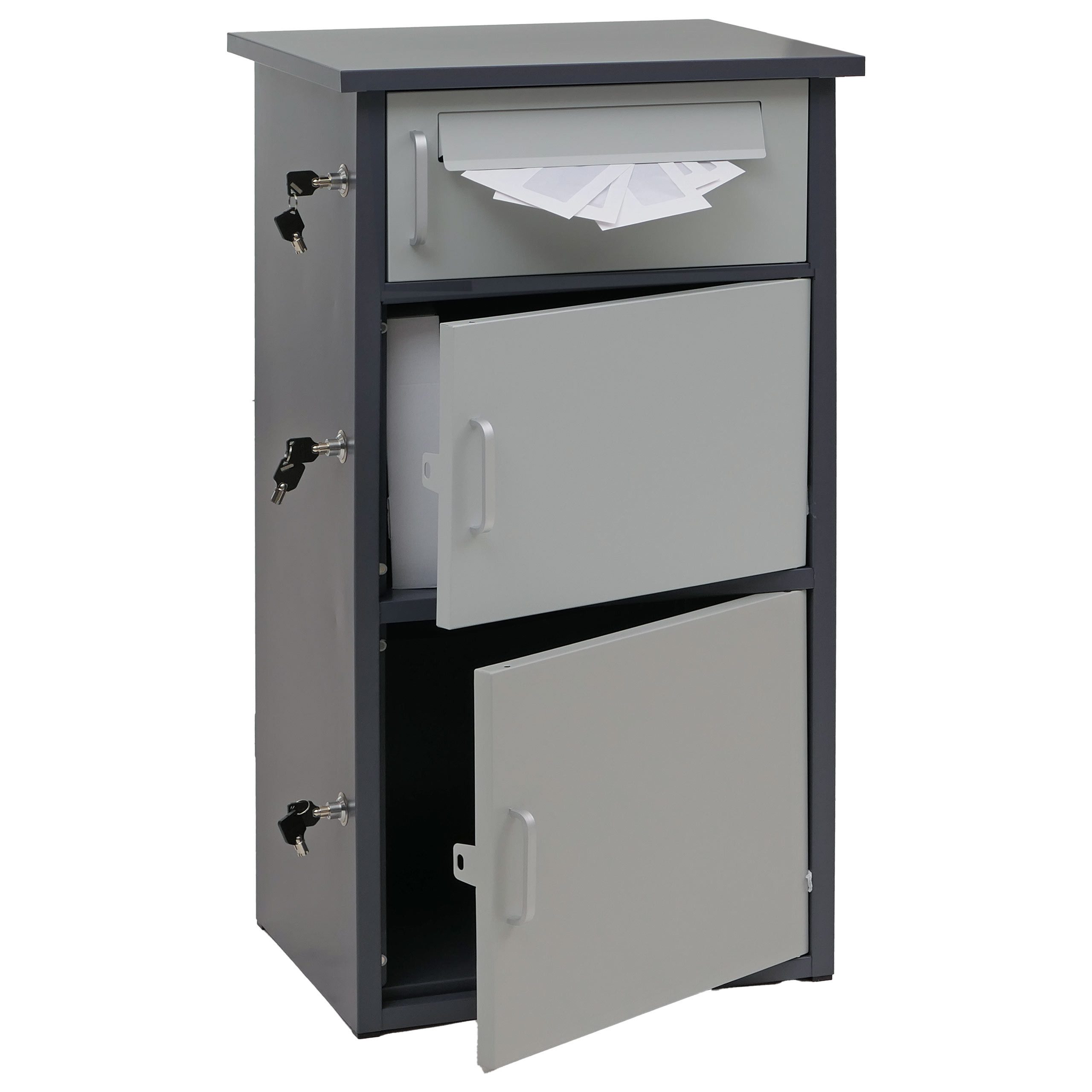 MCW Paketbriefkasten MCW-O51-3 (1-St), Zusätzliche Sicherung durch Kabel und Zahlenschloss