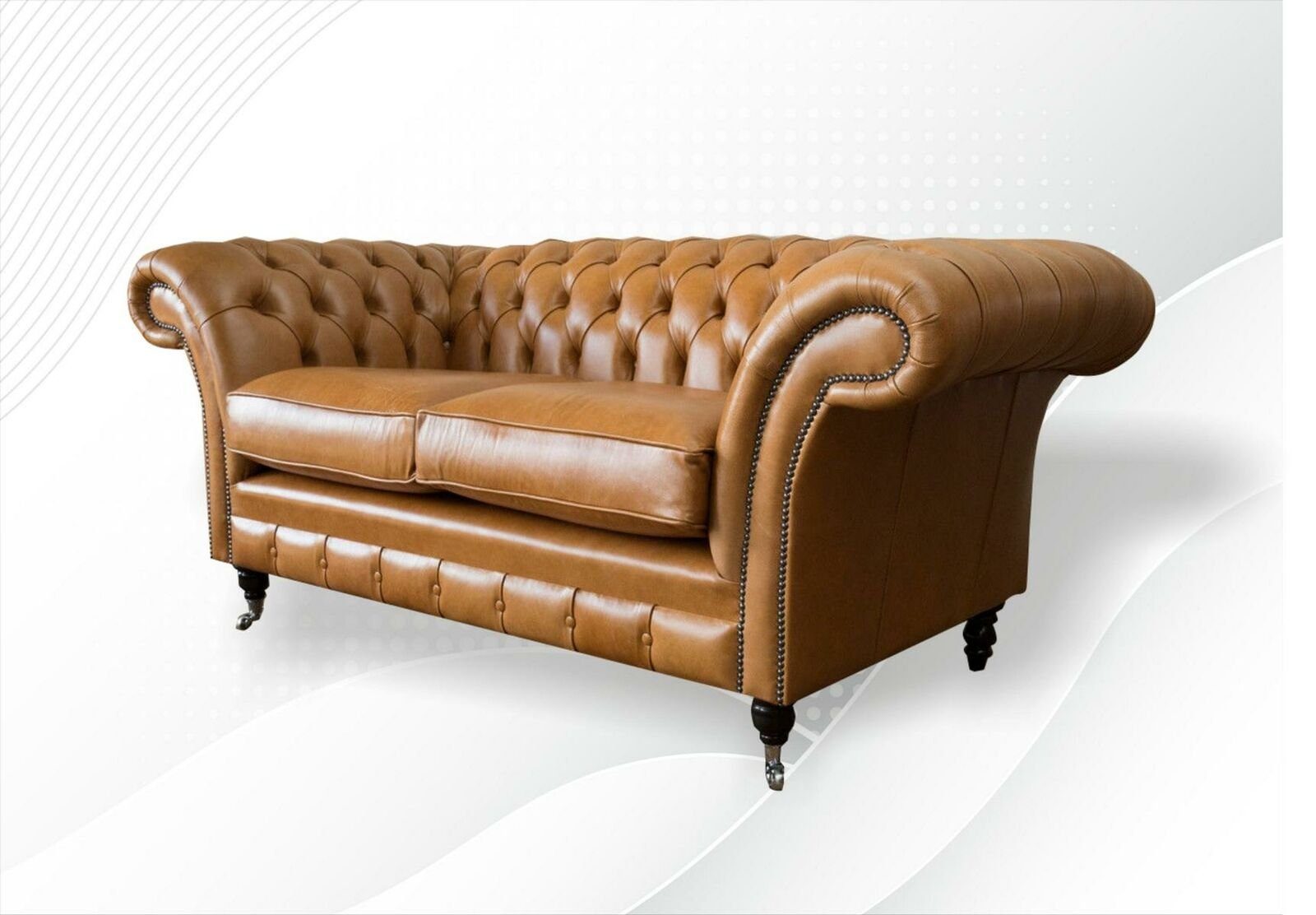 Leder Couch Neu Braune Chesterfield Nussbraun Sofas Couchen JVmoebel 2 Sitzer Design Chesterfield-Sofa, Sofa