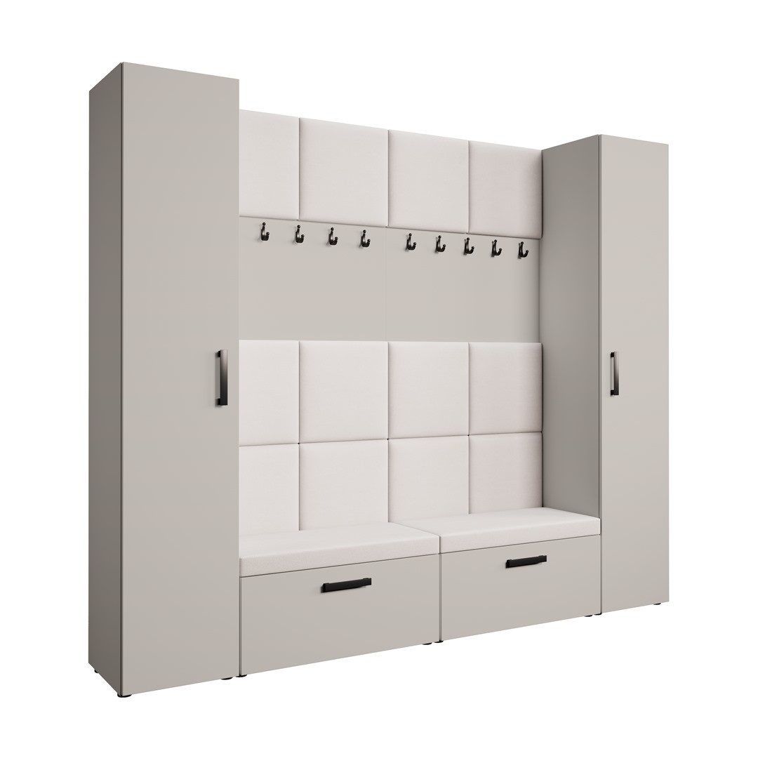 Beautysofa Garderobenschrank Garderobenschrank mit gepolsterten Paneelen günstig online kaufen