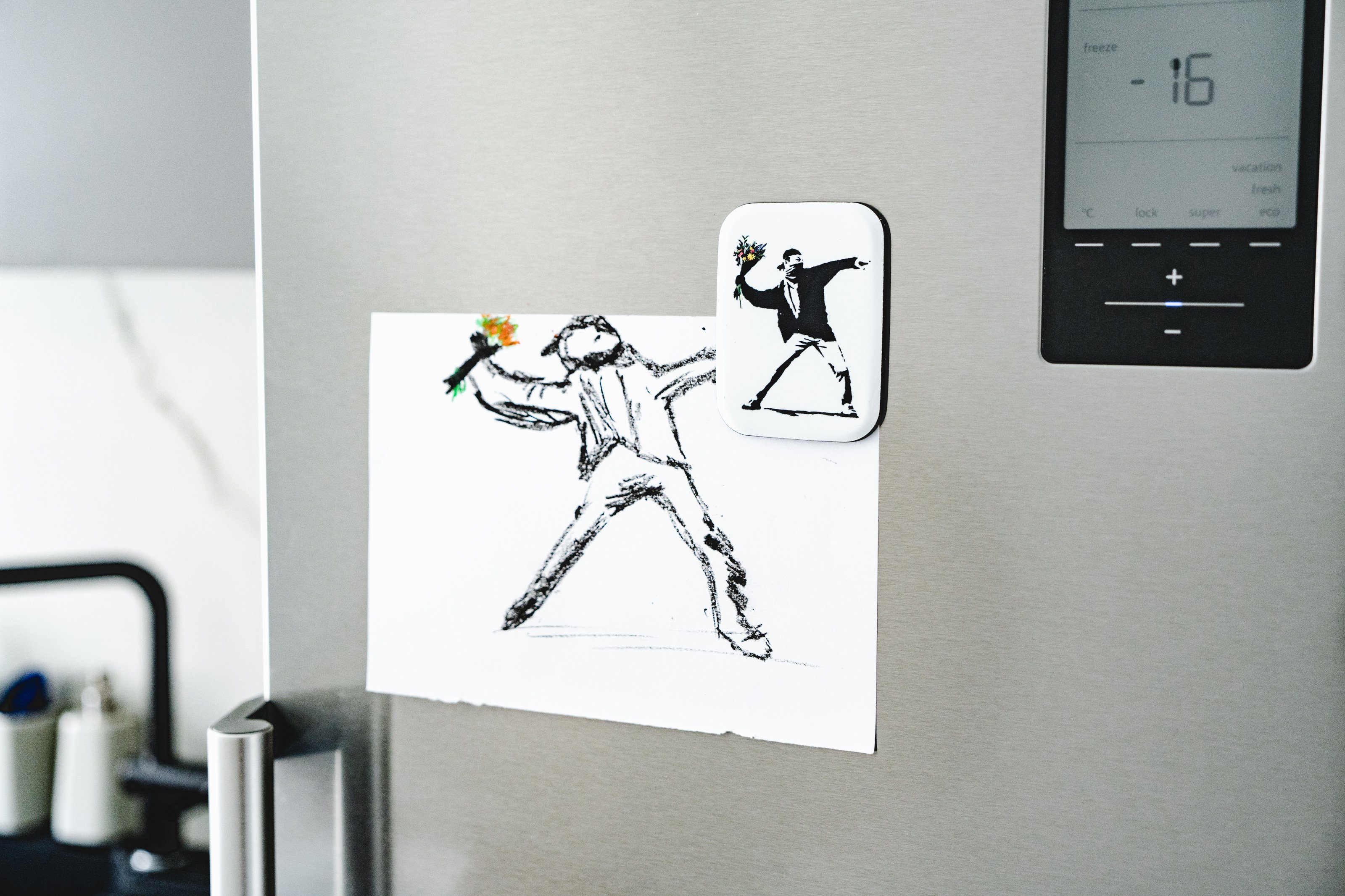 AvantgART Magnet Kühlschrank Magnet, Kühlschrank Dekoration, Banksy Kunstdruck