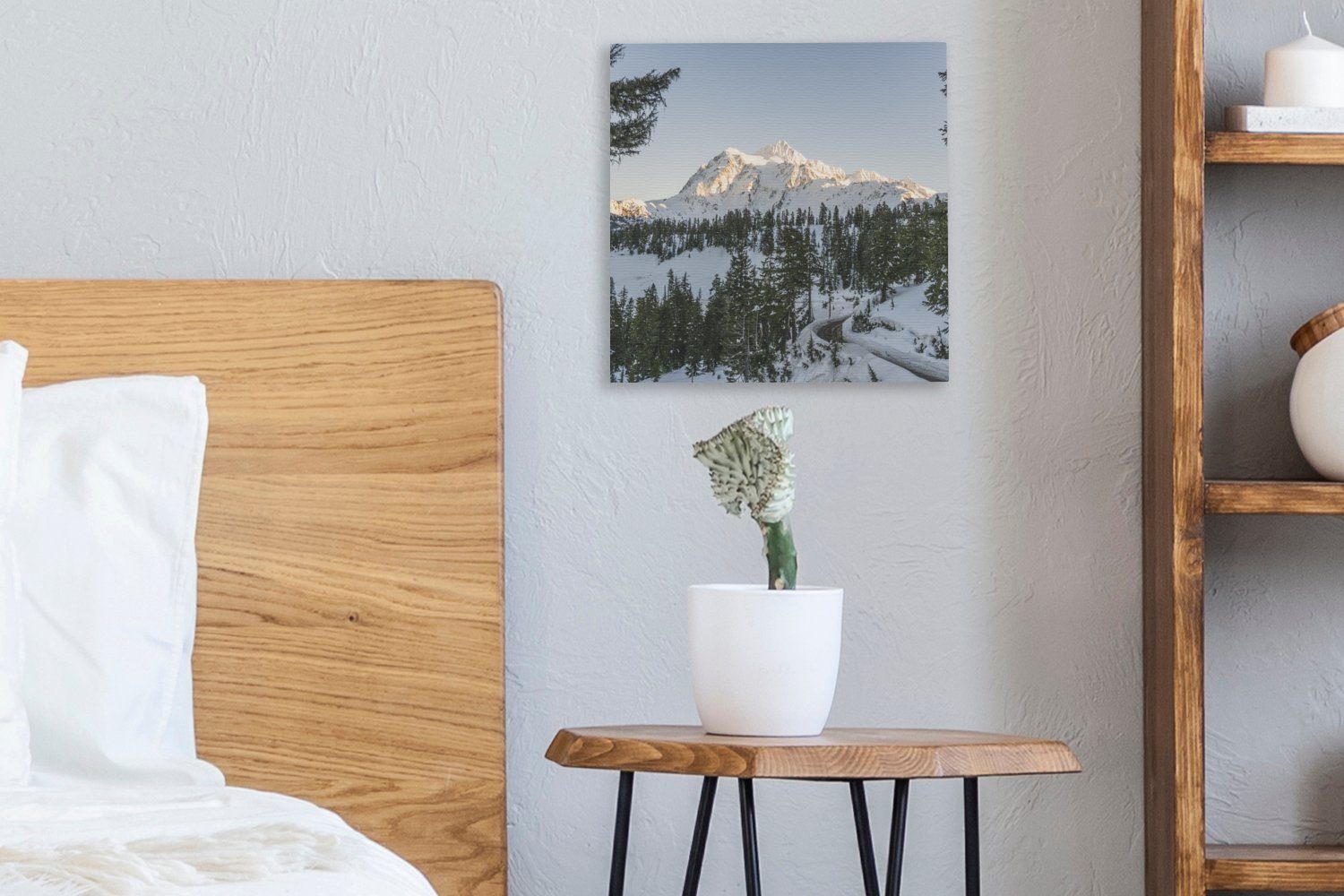 OneMillionCanvasses® Leinwandbild Bilder Blick Schlafzimmer die (1 amerikanische St), Bergstraße mit Leinwand auf Eine für zur, Wohnzimmer Landschaft