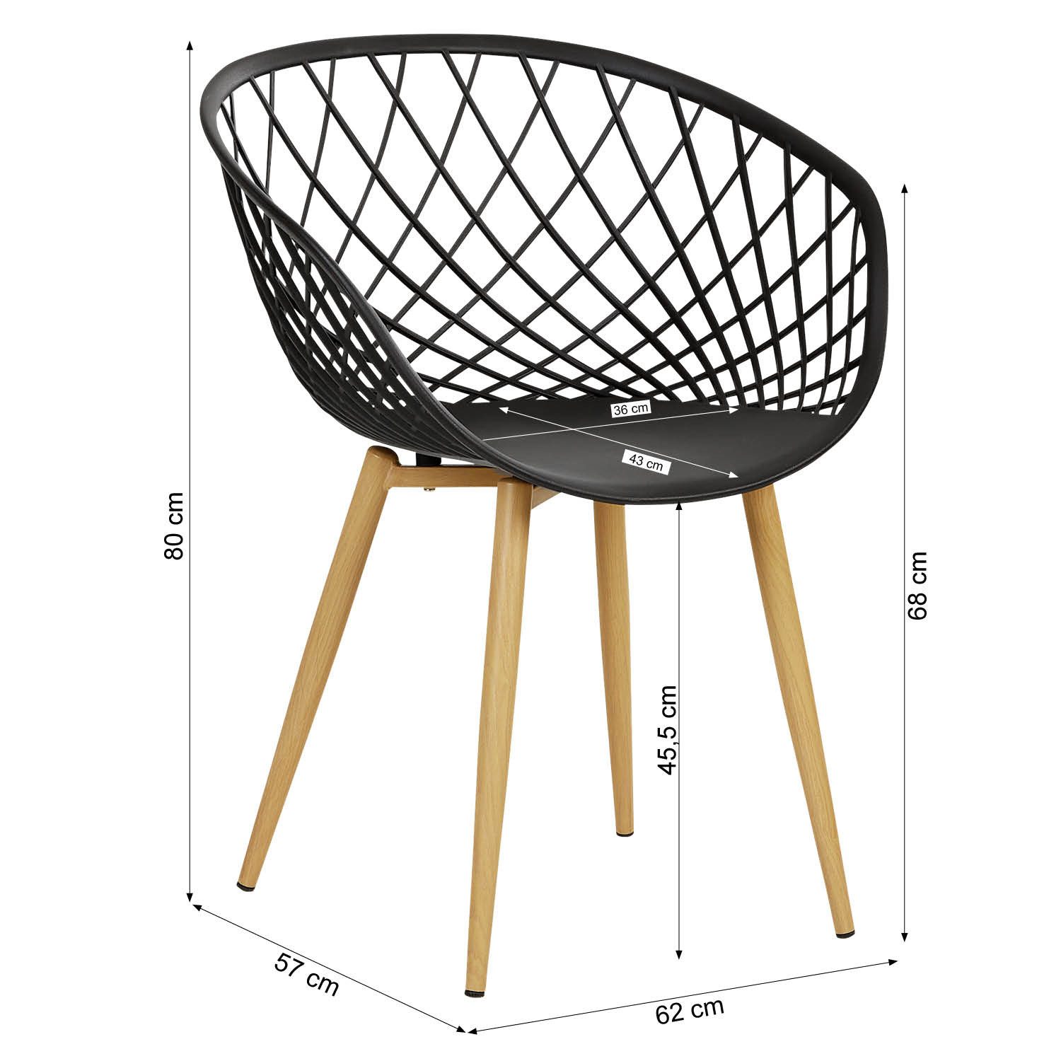 Homestyle4u Gartenstuhl Balkonstühle Set Gartenstühle Kunststoff Terrasse Lounge (Spar-Set, 2 St), 2er Set, 2 Stühle, Schwarz, Stuhlbeine aus Stahl, Essstuhl