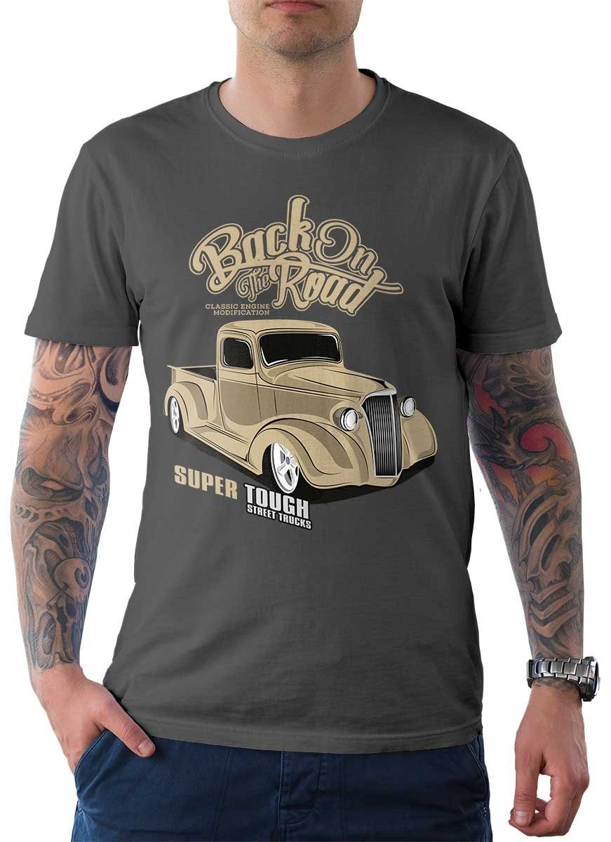 Rebel Auto Bomberjacke Herren Truck Motiv mit T-Shirt Tee US-Car / Street On Wheels Grau