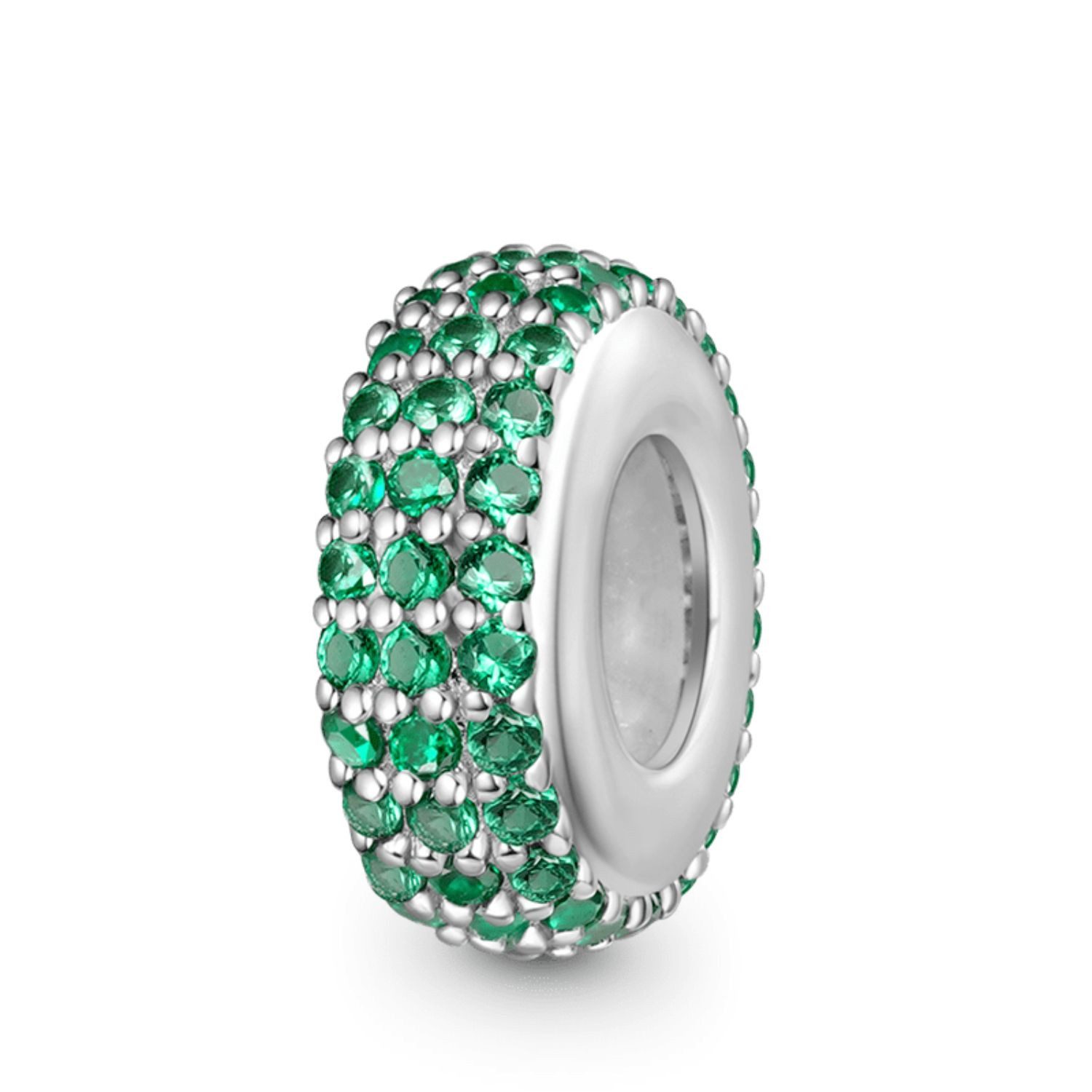 Gnoce Bead Gnoce Charm Stopper Pavé grün HJC036-5 Silber Mai