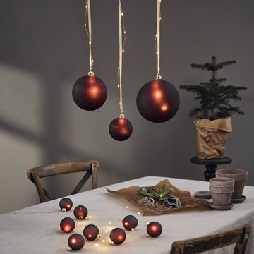 MARELIDA LED-Lichterkette Weihnachtskugeln Christbaumkugel Timer Batterie Deko rot 1,6m, 22-flammig