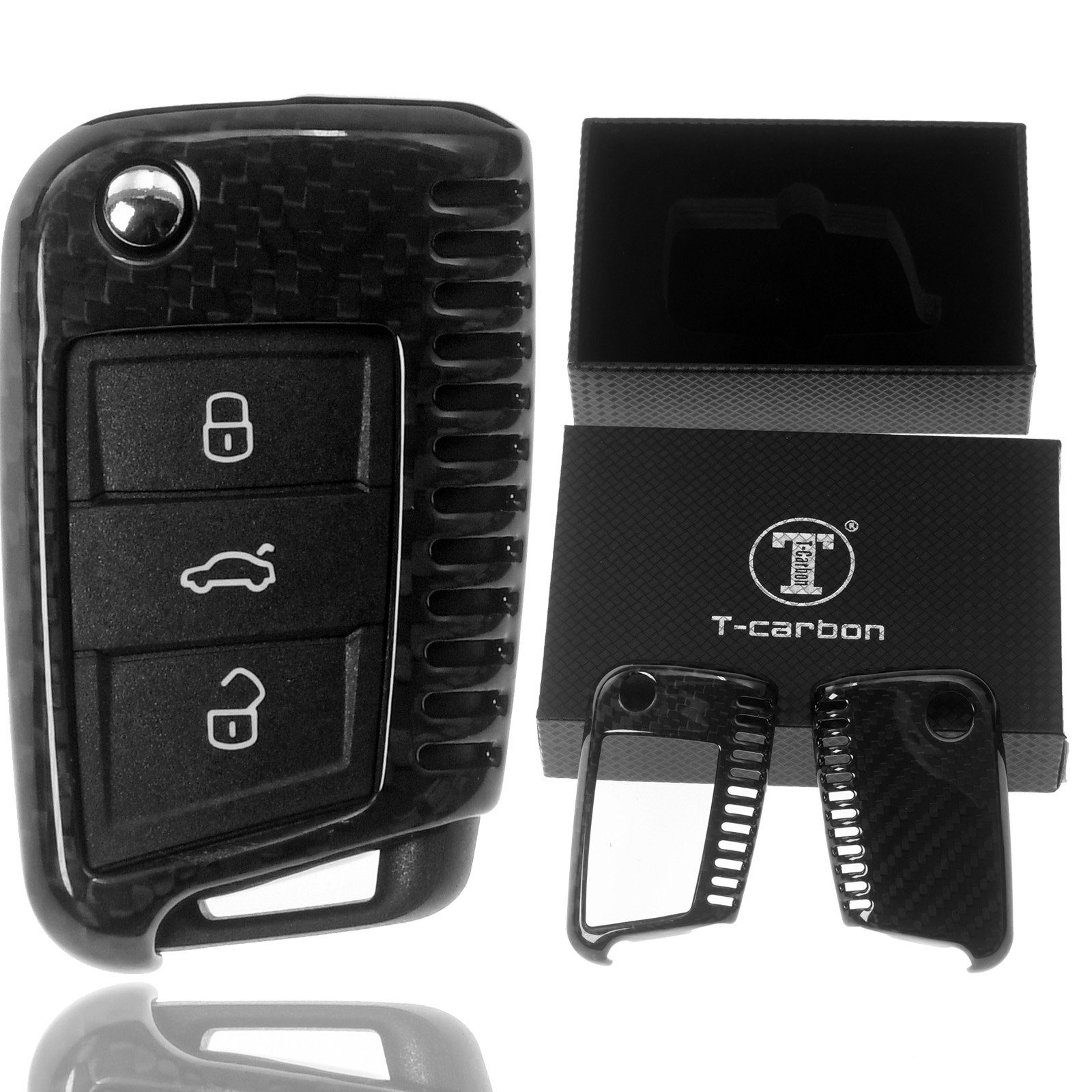 T-Carbon Schlüsseltasche Auto Schlüssel Echt Carbon Schutz Hülle Schwarz, V günstig online kaufen