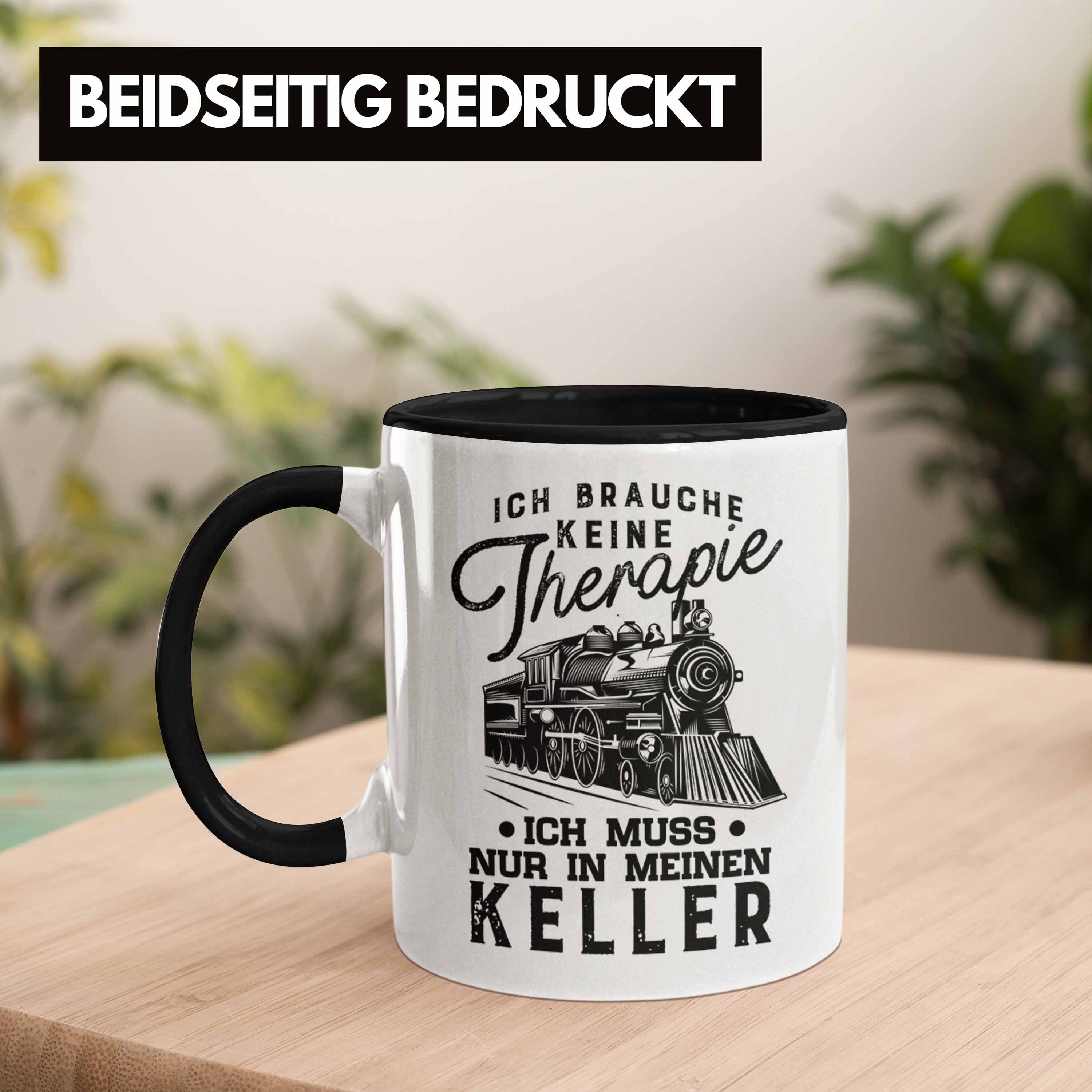 - In Geschenk Modelleisenbahn Tasse Trendation Eisenbahner Schwarz Trendation Spruch Tasse Ich für Muss Keller Meinen