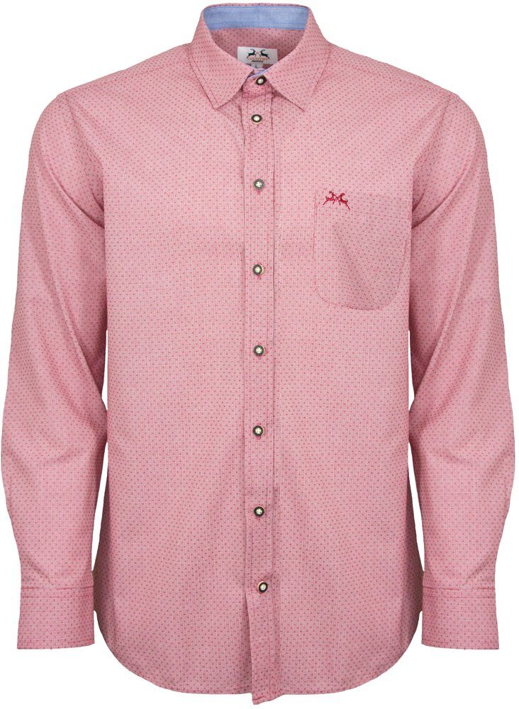 Maddox Trachtenhemd Maddox Herren Slim Fit Trachtenhemd 'Milo' - Rot