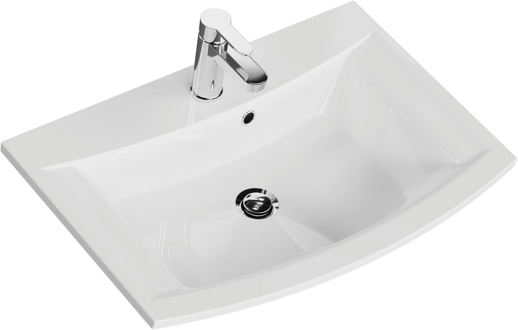 Saphir Waschtisch Serie 7045 Mineralmarmor-Waschtisch und Unterschrank, 71,5 cm breit, Waschplatz mit 2 Schubladen, Badmöbel Set mit Waschtisch – Bild 5 von 5