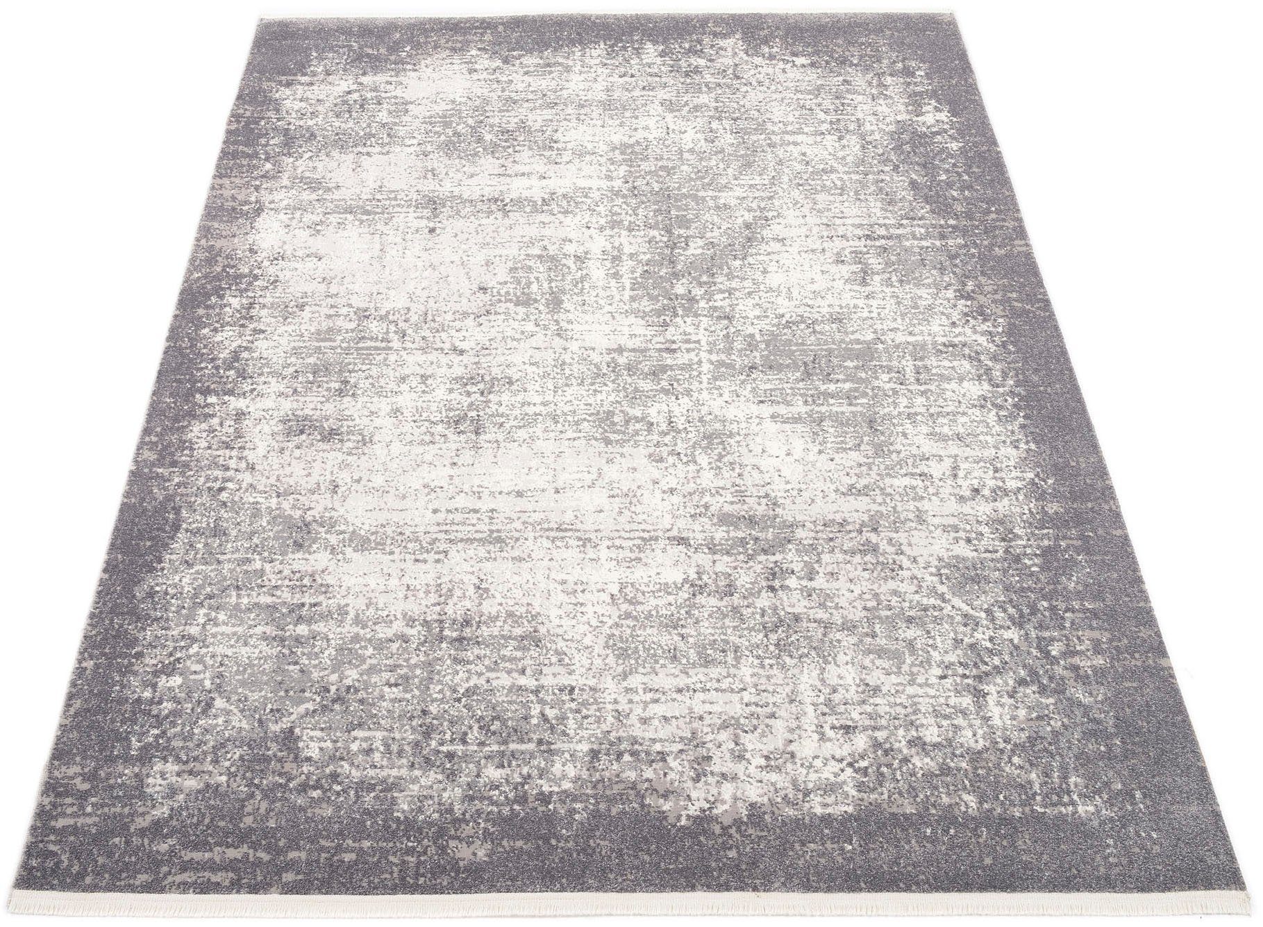 OCI DIE TEPPICHMARKE Teppich TOP EMILIA, rechteckig, Höhe: 7 mm, 3-D Hoch Tief Optik, mit Fransen, Wohnzimmer