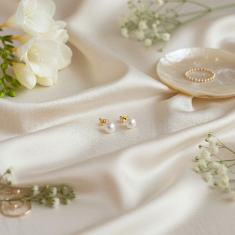 Lisandra Scott Perlenohrringe 925 Silber Ohrstecker mit weißen Süßwasser-Zuchtperlen, Ohrringe, Hochwertige Verarbeitung – Langlebig und stilvoll