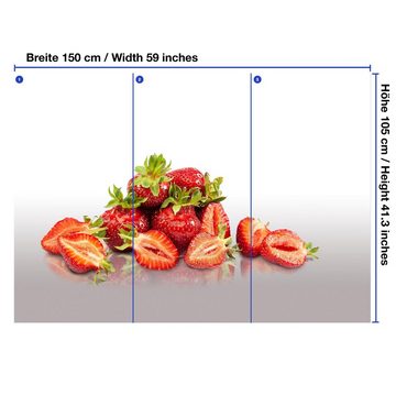 wandmotiv24 Fototapete Erdbeeren Spiegel Früchte, glatt, Wandtapete, Motivtapete, matt, Vliestapete