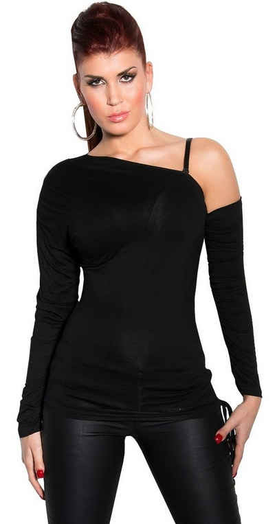 Koucla Langarmshirt an einer Schulter offen, one Shoulder Shirt