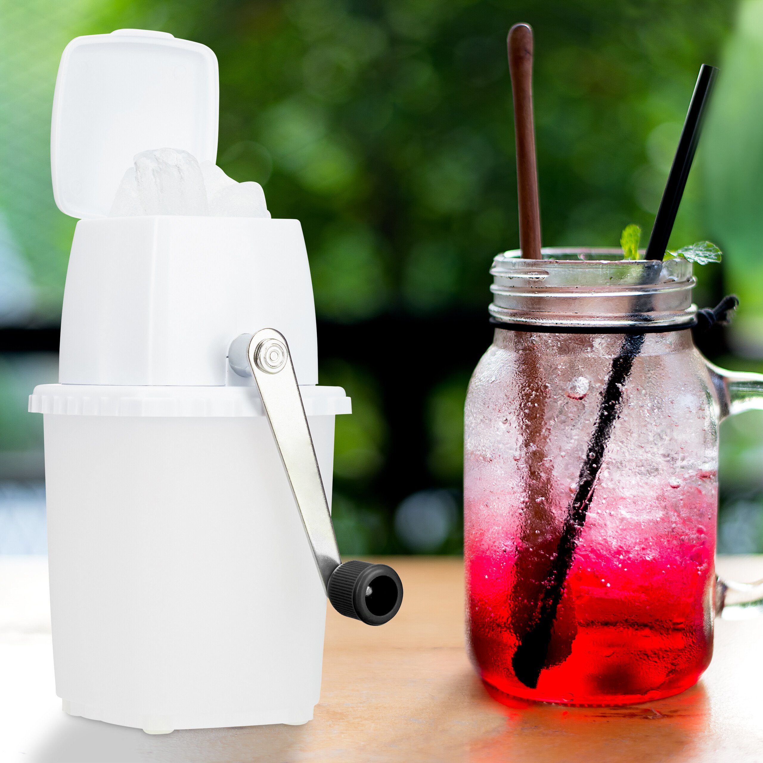 relaxdays Eiswürfelbehälter Manueller Eiscrusher, Kunststoff