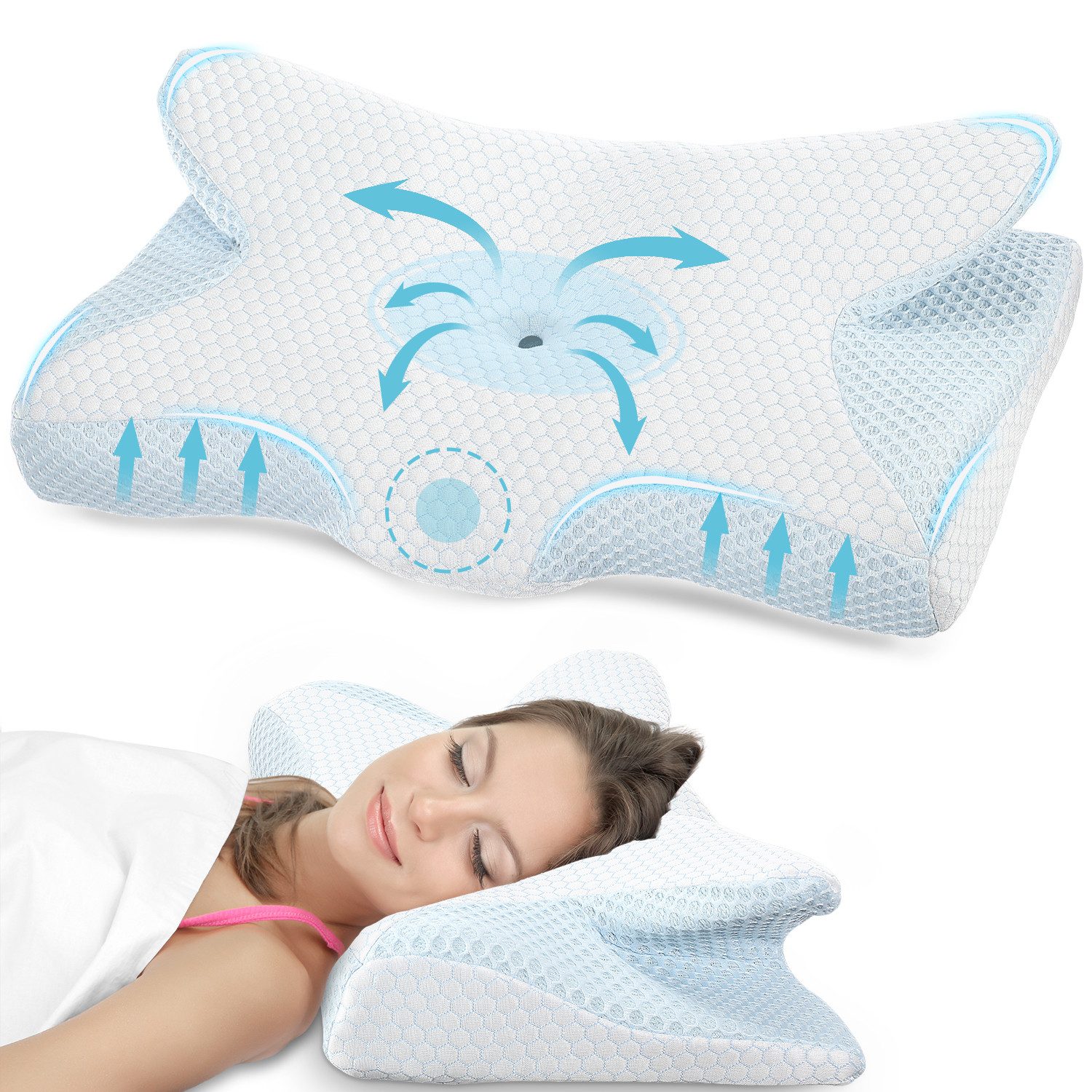 Kopfkissen Memory Foam-Kissen, ergonomische Kopfstütze, Nackenstütze