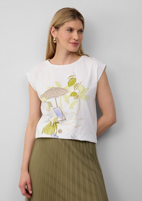 s.Oliver BLACK LABEL Kurzarmshirt Jersey-T-Shirt mit Artwork und Glitzerdet günstig online kaufen