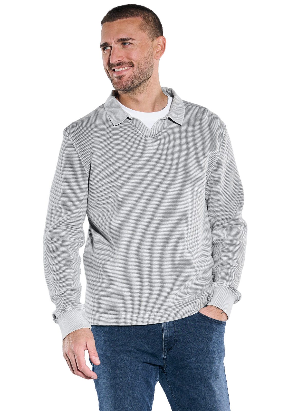 emilio adani Sweatshirt Herren Rugby-Shirt, Silbergrau