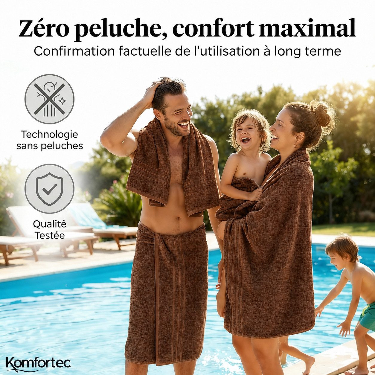 Komfortec Saunatuch 100x200 cm Badetuch aus 100% Baumwolle, Frottee (1-St), extra Große, Schnelltrocknend – Bild 5 von 5