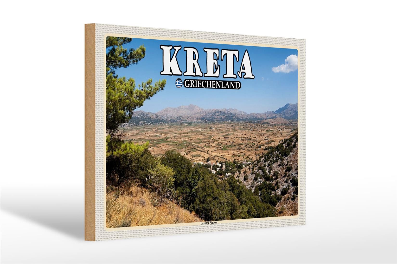 Holzbild Reise 30x20cm Kreta Griechenland Lassithi Plateau Deko