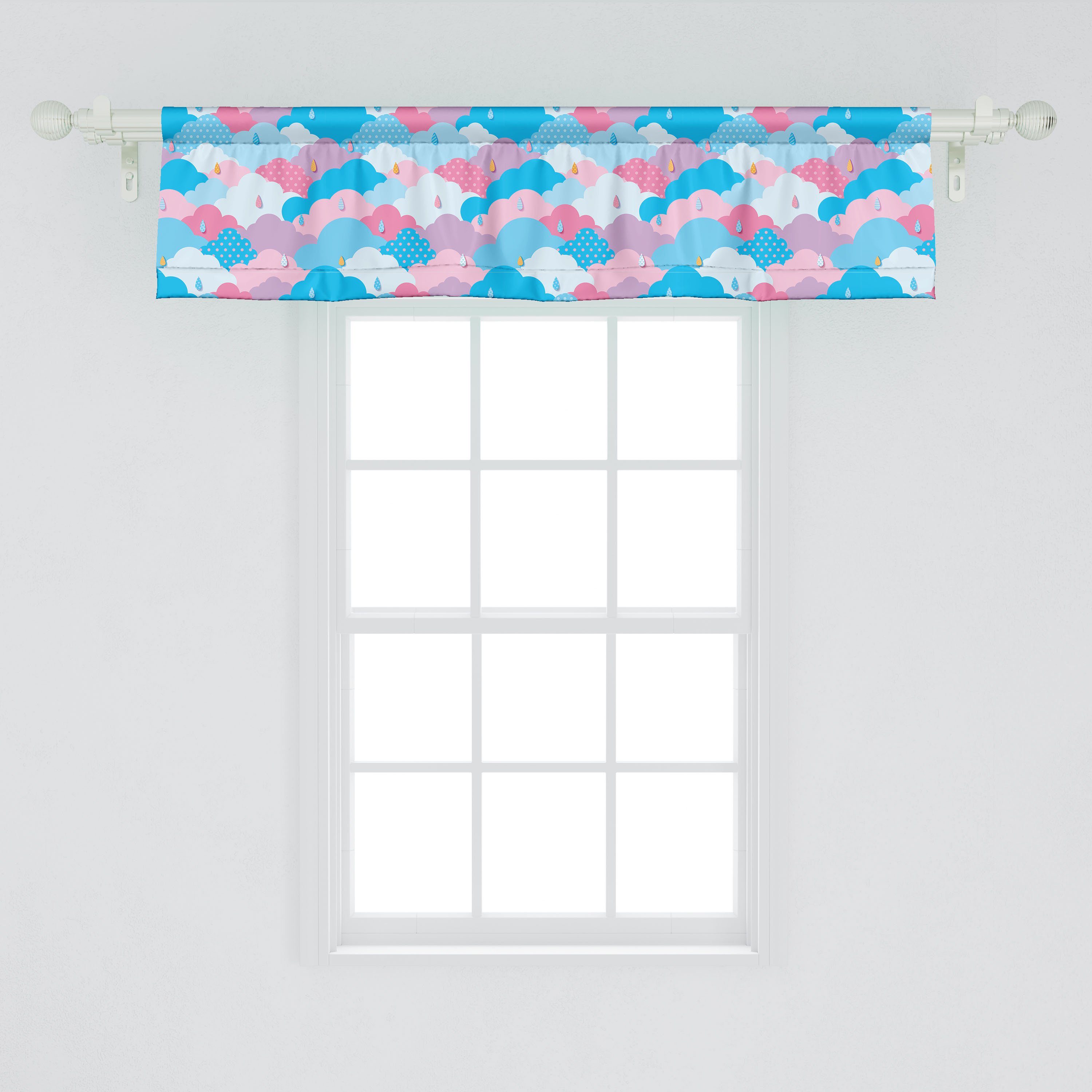 Abstrakt Abakuhaus, Schlafzimmer Volant Stil Scheibengardine für Microfaser, mit Stangentasche, Kindisch Regen-Wolken Küche Dekor Vorhang