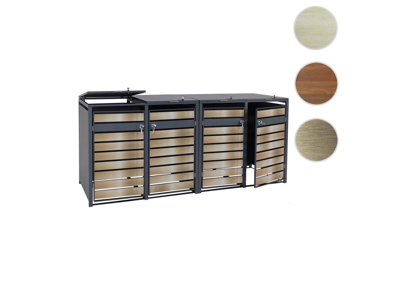 Thumbnail - MCW Mülltonnenbox MCW-J81-4 (4 St), Für 4 Mülltonnen mit 80 bis 240L Fassungsvermögen, abschließbar
