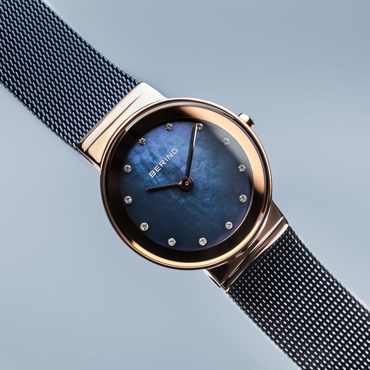 Bering Quarzuhr Armbanduhr für Damen roségold glänzend - Quarz-Uhrwerk