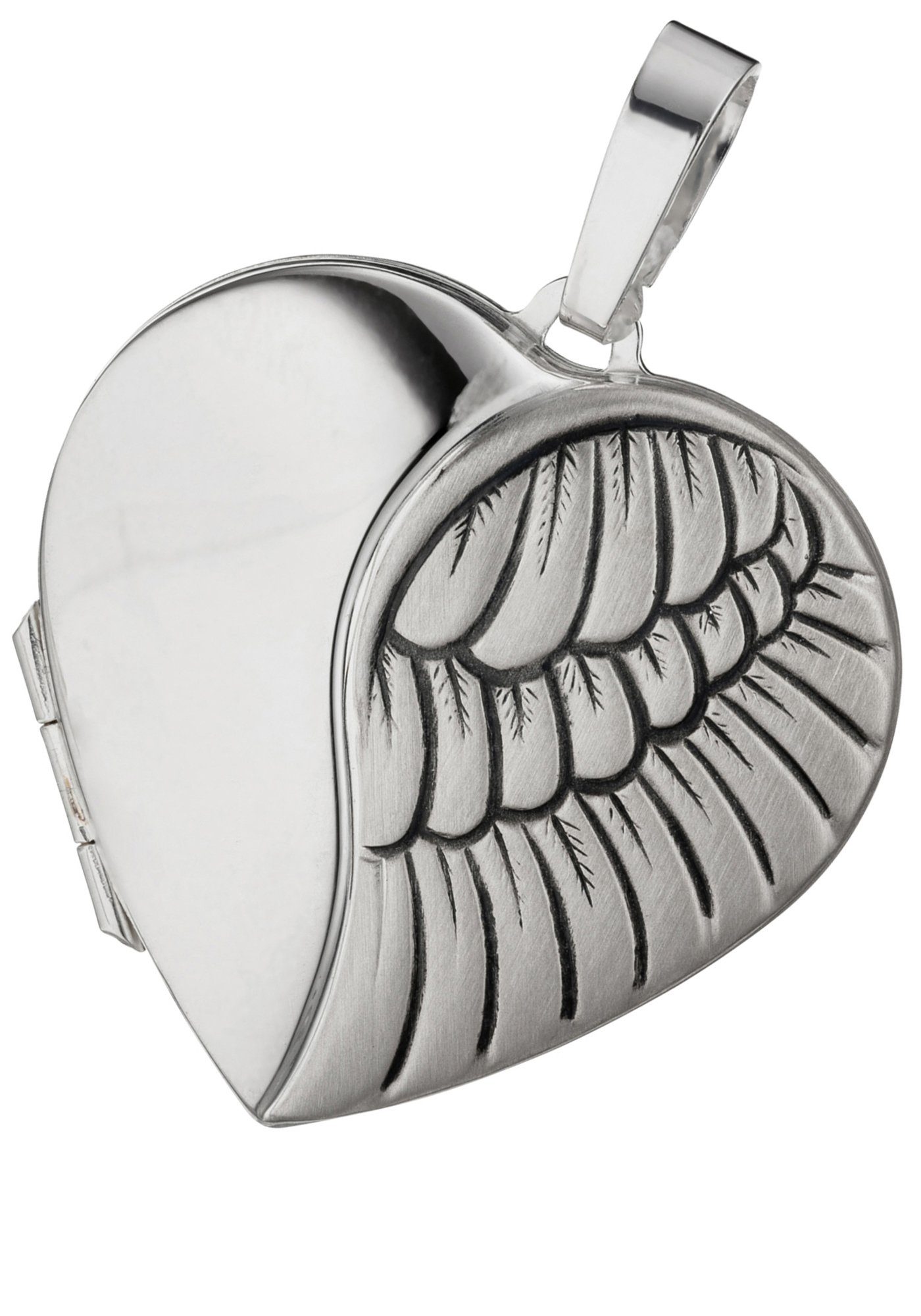 JOBO Medallionanhänger Anhänger Medaillon Herz, 925 Silber rhodiniert, Höhe  ca. 29,7 mm, Breite ca. 28,8 mm, Tiefe ca. 7,3 mm