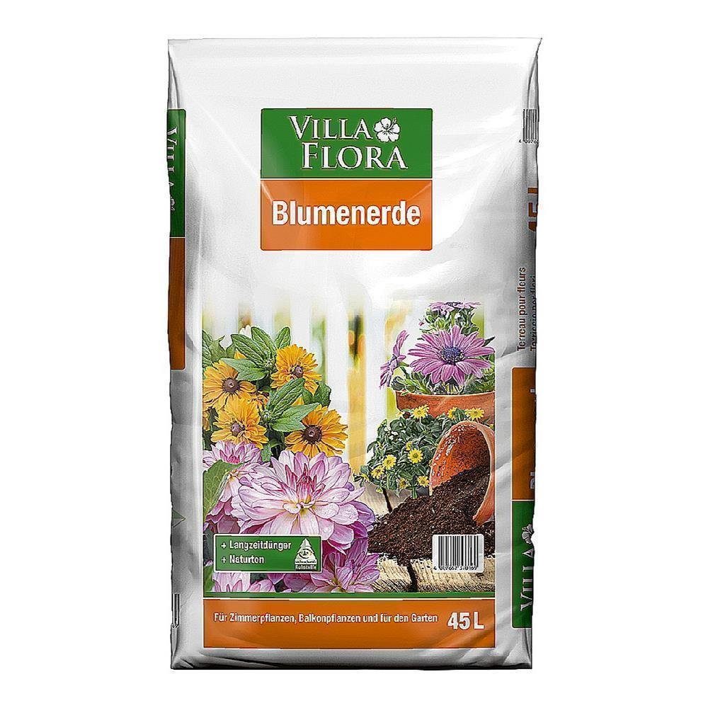 VILLA FLORA Blumenerde 45l Pflanzerde Gartenerde Pflanzenerde anwendungsfertig