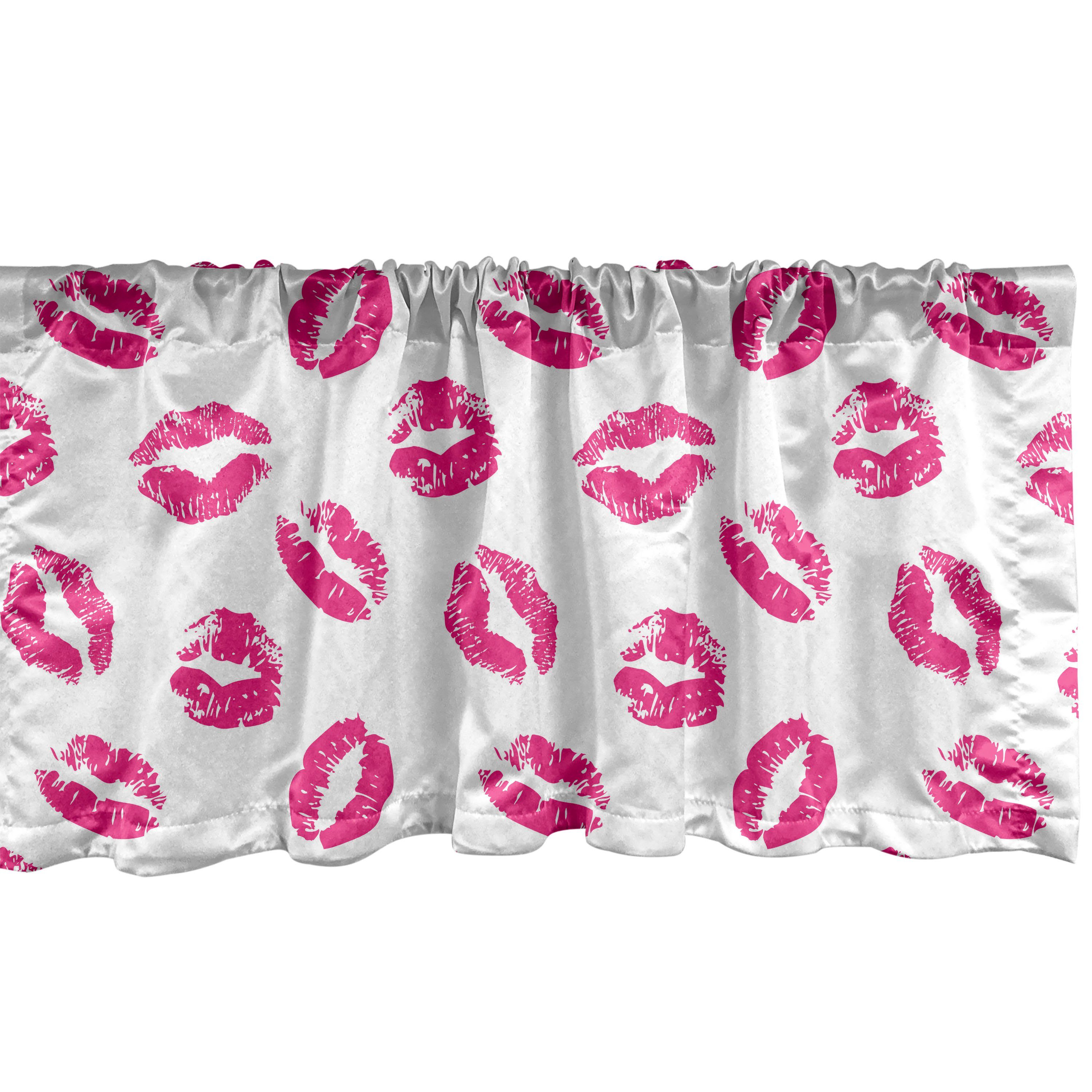 Scheibengardine Vorhang Volant für Küche Schlafzimmer Dekor mit Stangentasche, Abakuhaus, Microfaser, Kuss Vibrierende farbige Lippenstift