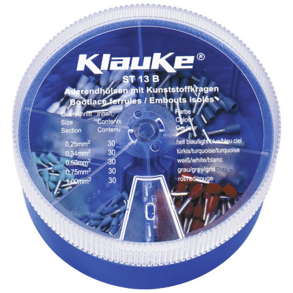 Klauke Ringkabelschuh Klauke ST13B Aderendhülsen-Sortiment 0.25 mm² 1 mm² Hellblau, Türkis, ST13B