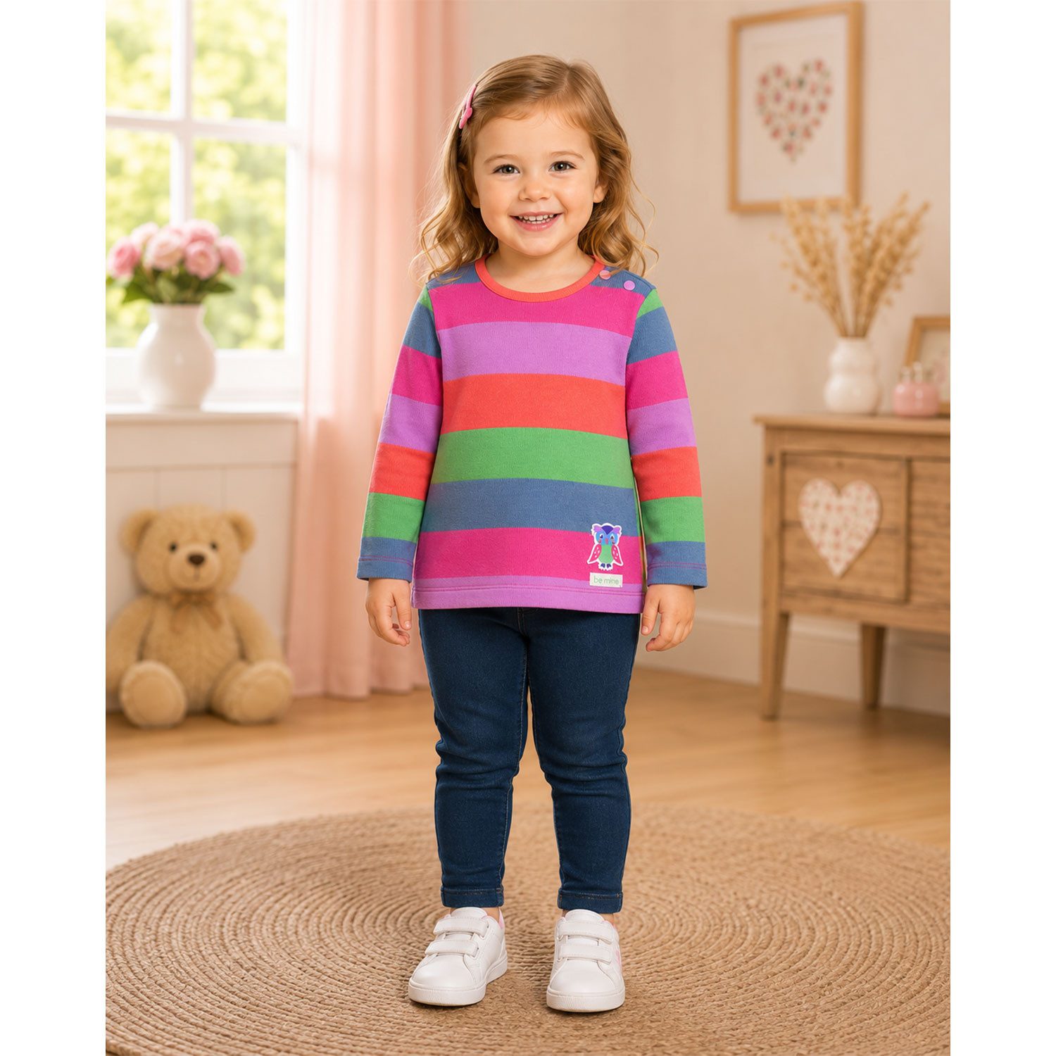 BONDI T-Shirt Mädchen Langarmshirt 'Be mine' 86966, Stripe Pink – Bild 3 von 5