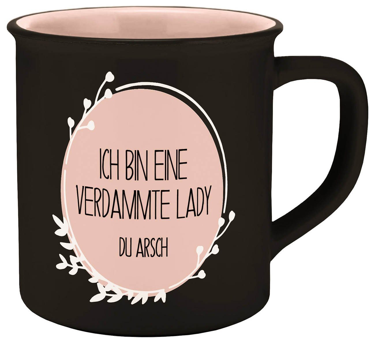 Geda Labels GmbH Tasse Verdammte Lady, 1-tlg., Keramik, Schwarz, 400ml, spülmaschinengeeignet
