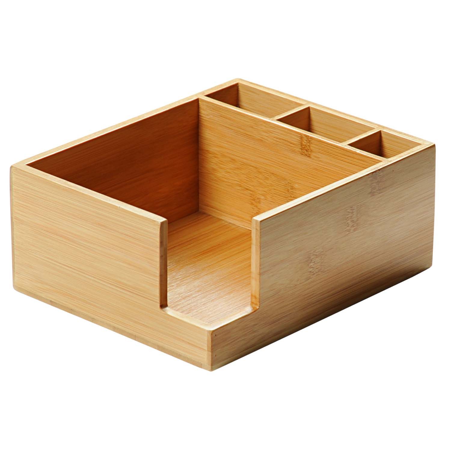 Kesper Besteckträger 4 Stück Besteckkasten mit Serviettenspender - Bambus, 21,5 x 18cm, (4-tlg), verschiedene Fächer